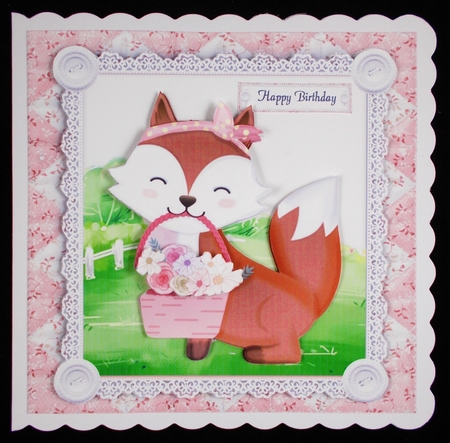 Gorgeous Fox With Flowers Shabby Chic 8x8 by Linda Short