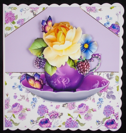 Floral Teacup & Saucer Decoupage Sheet - Yellow Roses by Linda Short