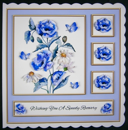 Poppies N Daisies Get Well Topper (Lt Blue) by Linda Short