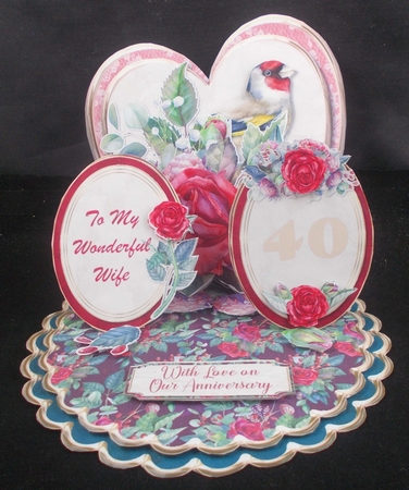 Anniversary Rose 4 Triple Easel Card by Linda Short