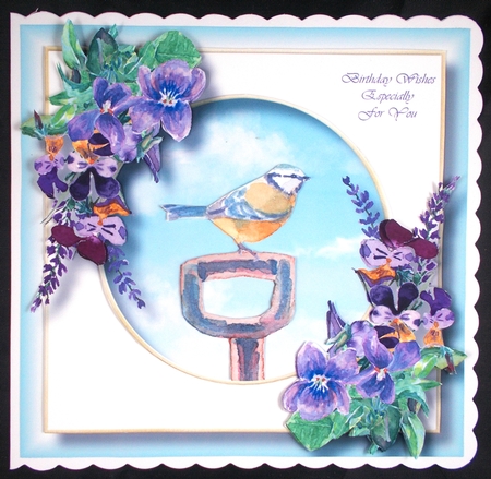 Garden Bird & Wildflowers - Blue Tit by Linda Short