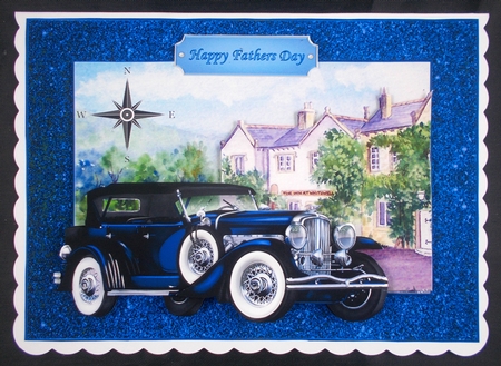 Bright Blue Vintage Car Mini Kit by Linda Short