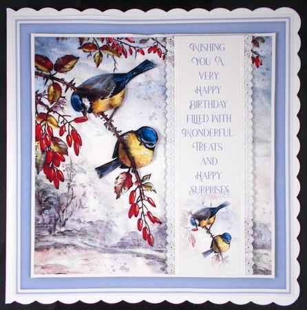 Blue Tits Quick Card Front by Linda Short