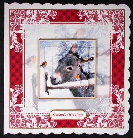 Christmas Vintage Donkey & Robins Lace Filigree Topper  by Linda Short
