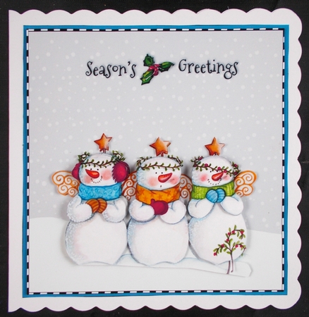 Christmas Snowmen 7x7 quick card by Linda Short