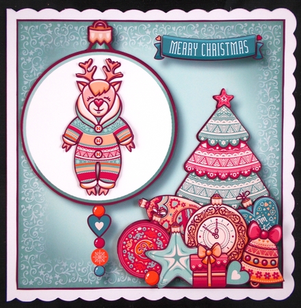 Folk Christmas Bauble - Reindeer by Linda Short
