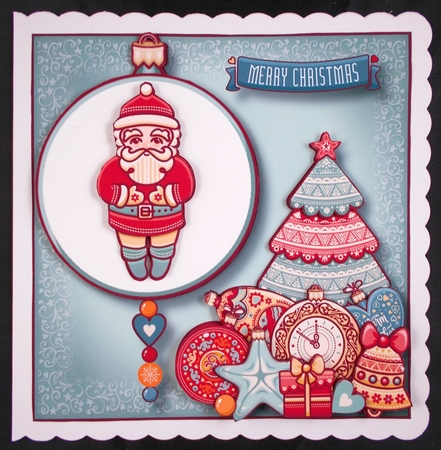 Folk Christmas Bauble - Santa by Linda Short