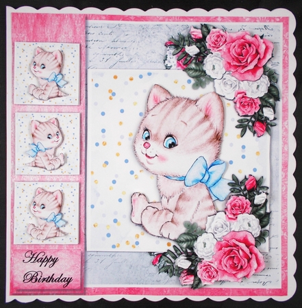 Topper Cute Kitten Birthday Girl by Linda Short