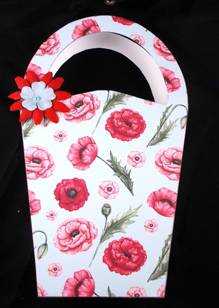 LARGE ROUND TOP GIFT BAG - WILD POPPIES 2 by Linda Short