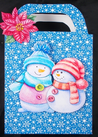 Blue snowflake gift bag 1 by Linda Short