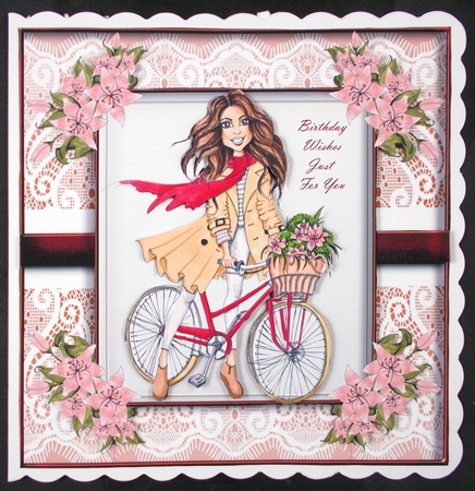 3 Just a girl with her bicycle card fronts/toppers 1 by Linda Short