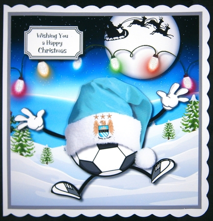 Manchester City Fan Christmas Football by Linda Short