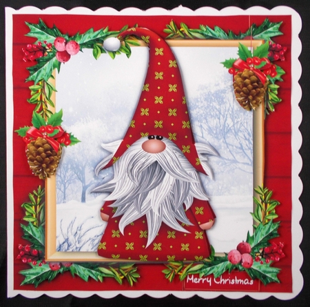 Gorgeous Festive Red Gnome 4 8x8 by Linda Short