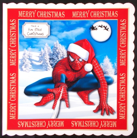 Spiderman Christmas card topper by Linda Short
