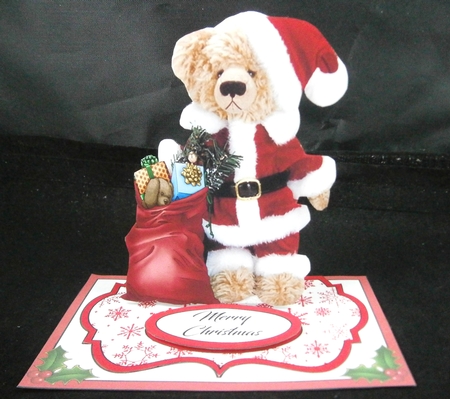Small easel Santa Bear by Linda Short