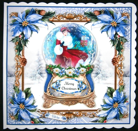 Art Deco Snowglobe Card Topper With Decoupage by Linda Short