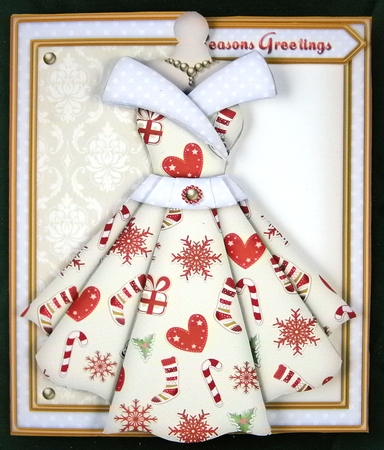 Womens Christmas Dress 01 - Decoupage Card Kit by Linda Short