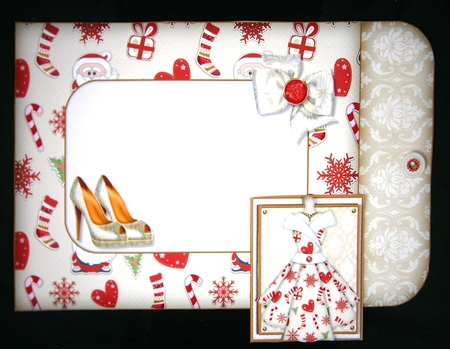 Womens Christmas Dress 01 - Decoupage Card Kit by Linda Short