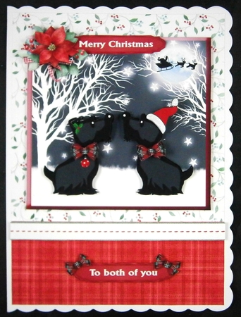 Scottie dogs christmas card front & decoupage by Linda Short