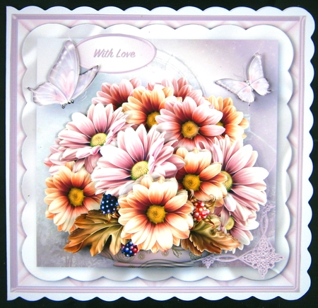 Bowl of Chrysanthemums - Decoupage Card Mini Kit by Linda Short
