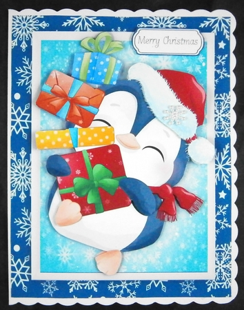 Cute Penguin With A Stack Of Presents by Linda Short