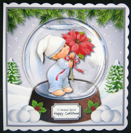 Boy with Poinsettia Snow Globe by Linda Short