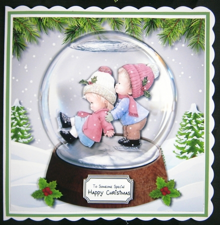 Skating a helping hand Snow Globe by Linda Short