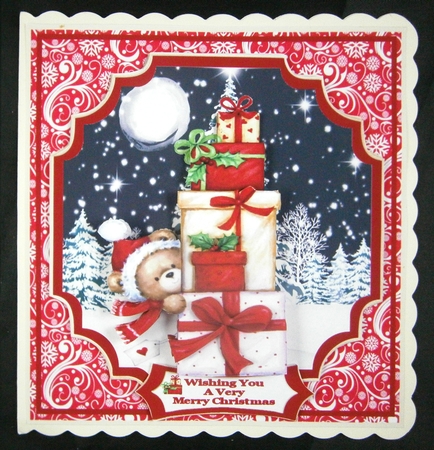 Teddy Christmas Present Pile - 7x7 Mini Kit by Linda Short