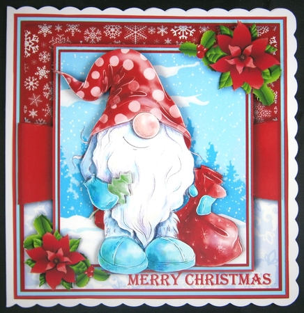 Gorgeous Festive Gnome With His Sack 8x8 Mini Kit by Linda Short