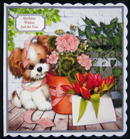 Sweet Puppy multi occasional card topper by Linda Short