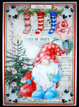 Christmas Nordic Watercolour Gnome Decoupage Topper 18 by Linda Short