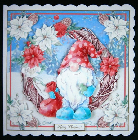 Christmas Nordic Gnome 7x7ins Decoupage Topper 2 by Linda Short