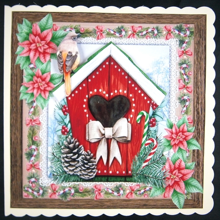 Beautiful Watercolour Christmas Bird House 8x8 Mini Kit by Linda Short