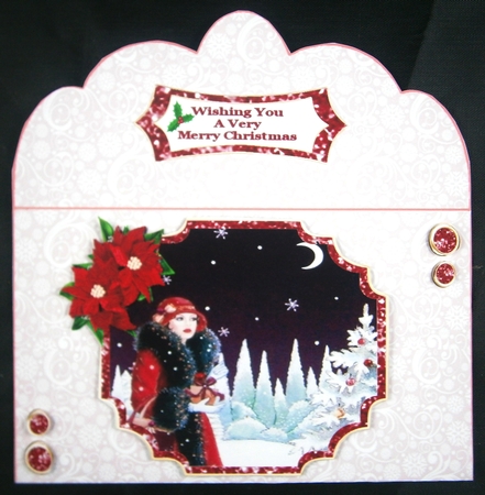 Burgandy Art Deco Christmas - Money Wallet by Linda Short