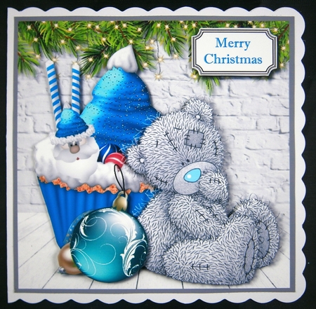 Tatty teddy with Christmas cupcake by Linda Short