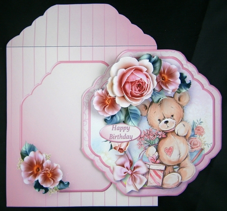 Visit from Teddy - 5 in x 5 in  Shaped Card & Envelope Mini Kit by Linda Short