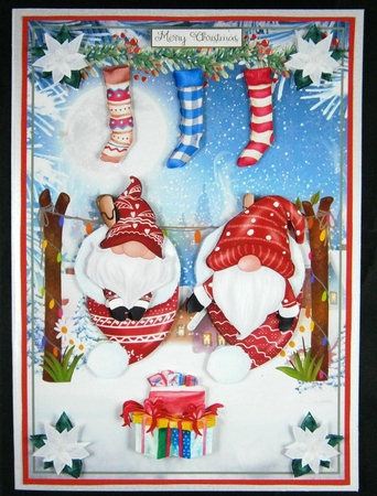 Cosy Christmas Gnomes A5 Decoupage Topper 1 by Linda Short
