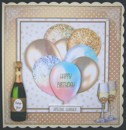 Birthday Celebrations 7x7ins Decoupage Topper 4 by Linda Short