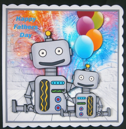 Robot birthday card topper by Linda Short