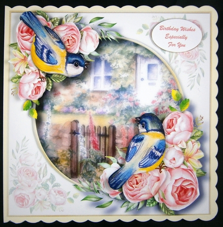 Bluetits At The Rose Cottage by Linda Short