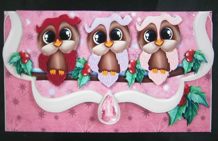 Owl Family and Friends Christmas Voucher-4 by Linda Short