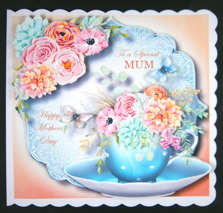 Beautiful Bouquet Teacup & Saucer 12 8x8 by Linda Short