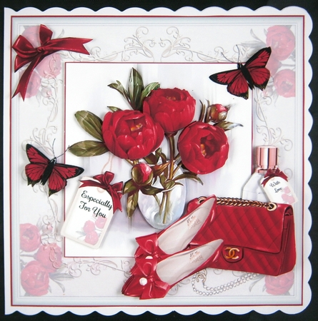 Red Peonies Mini Page Kit by Linda Short