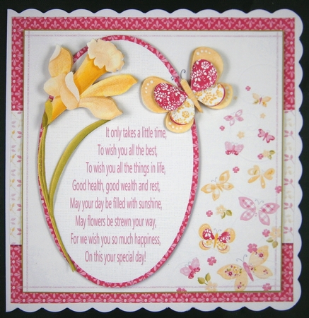 A Day Full of Sunshine 7.5 Inch Decoupage Card Front and Insert by Linda Short