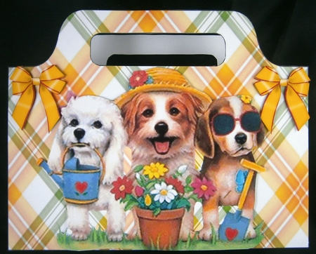 Lovely puppy friends with bows tote gift bag by Linda Short