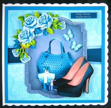 Blue Bag and Shoes with Butterflies by Linda Short