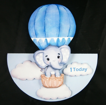 ELEPHANT ROCKER CARD BLUE by Linda Short