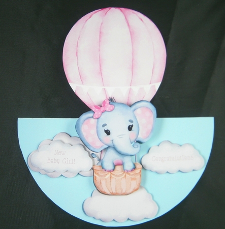 ELEPHANT ROCKER CARD - PINK by Linda Short