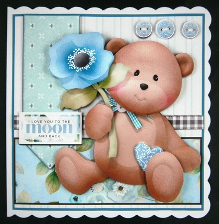 Love You to the Moon and Back Pink and Blue Card Fronts Combined Kit  by Linda Short