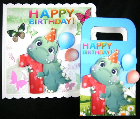 Dinasaur (1ST) Birthday gift bag by Linda Short